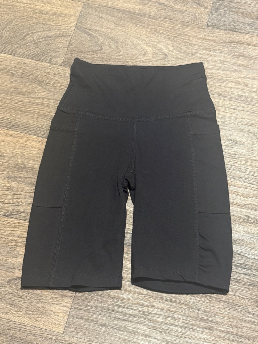 High-Rise Black Bike Shorts with Side Pockets